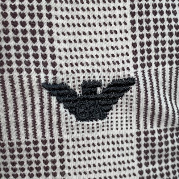 EMPORIO ARMANI Size XXL Brown White Hearts Dots Short Sleeve T-shirt - Picture 3 of 7